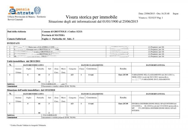 Visura Catastale Storica
